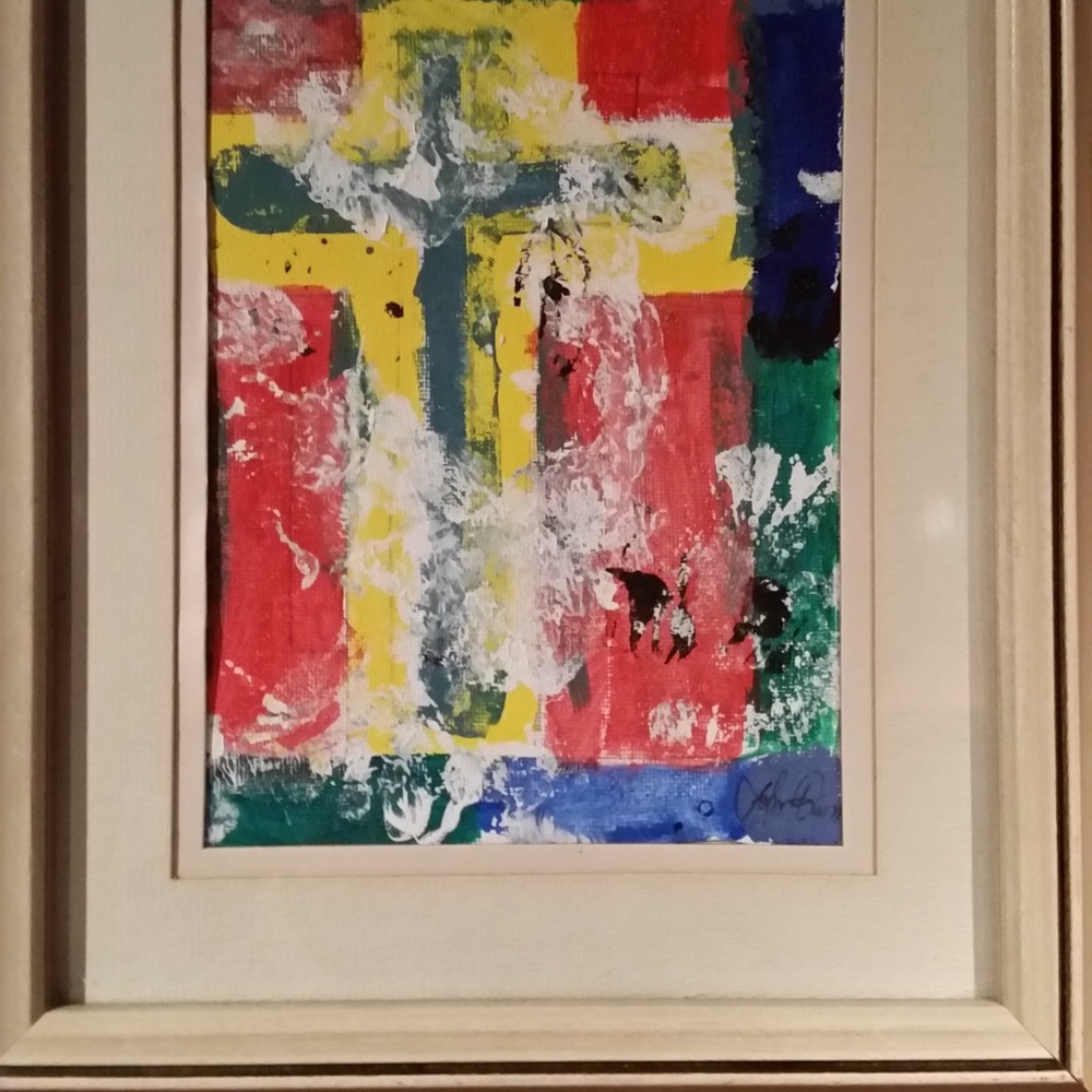 Original set of small paintings framed and matted in glass